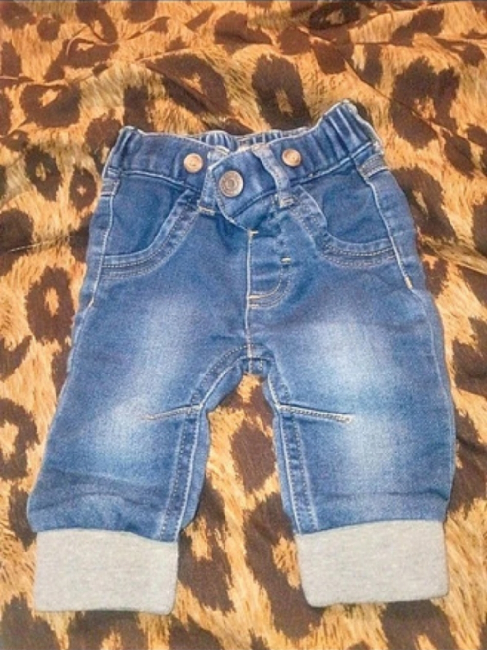 Kids Blue Cuffed Jeans